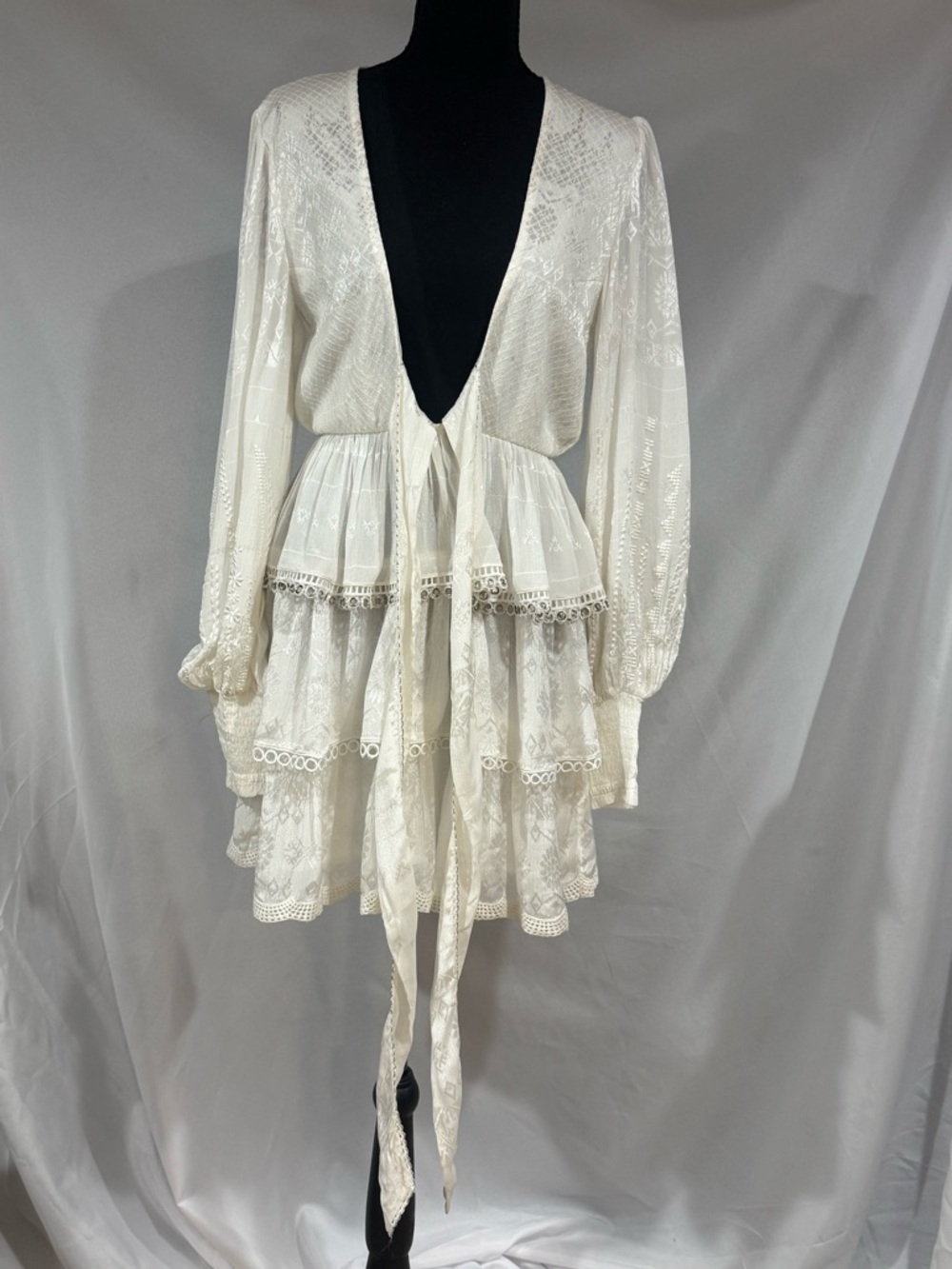 HEMANT & NANDITA Ivory White Lace Mini Dress - Picture 6 of 16